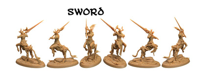 Unpainted resin Forest Centaur Chief D&D miniature by Tattles Told 3D, detailed unplated figure from The Dragon Trappers Lodge collection.