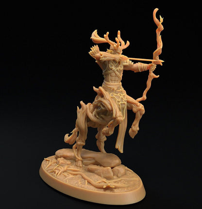Unpainted resin Forest Centaur Chief D&D miniature by Tattles Told 3D, detailed unplated miniature figure for tabletop gaming.