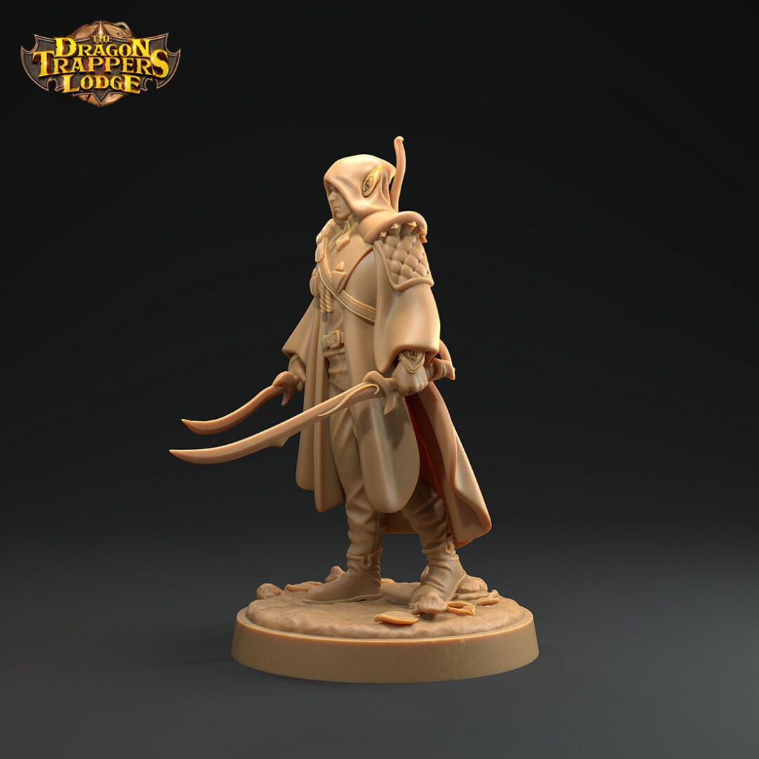 Elves, Bard and Rogue | D&D Miniature | The Dragon Trappers Lodge | Unpainted, Unplated Resin 8k