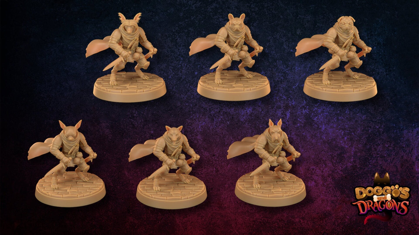 Dogfolk Fantasy Dog Rogue Thief, Doggos and Dragons | D&D Miniature | The Dragon Trappers Lodge | Unpainted, Unplated Resin 8k