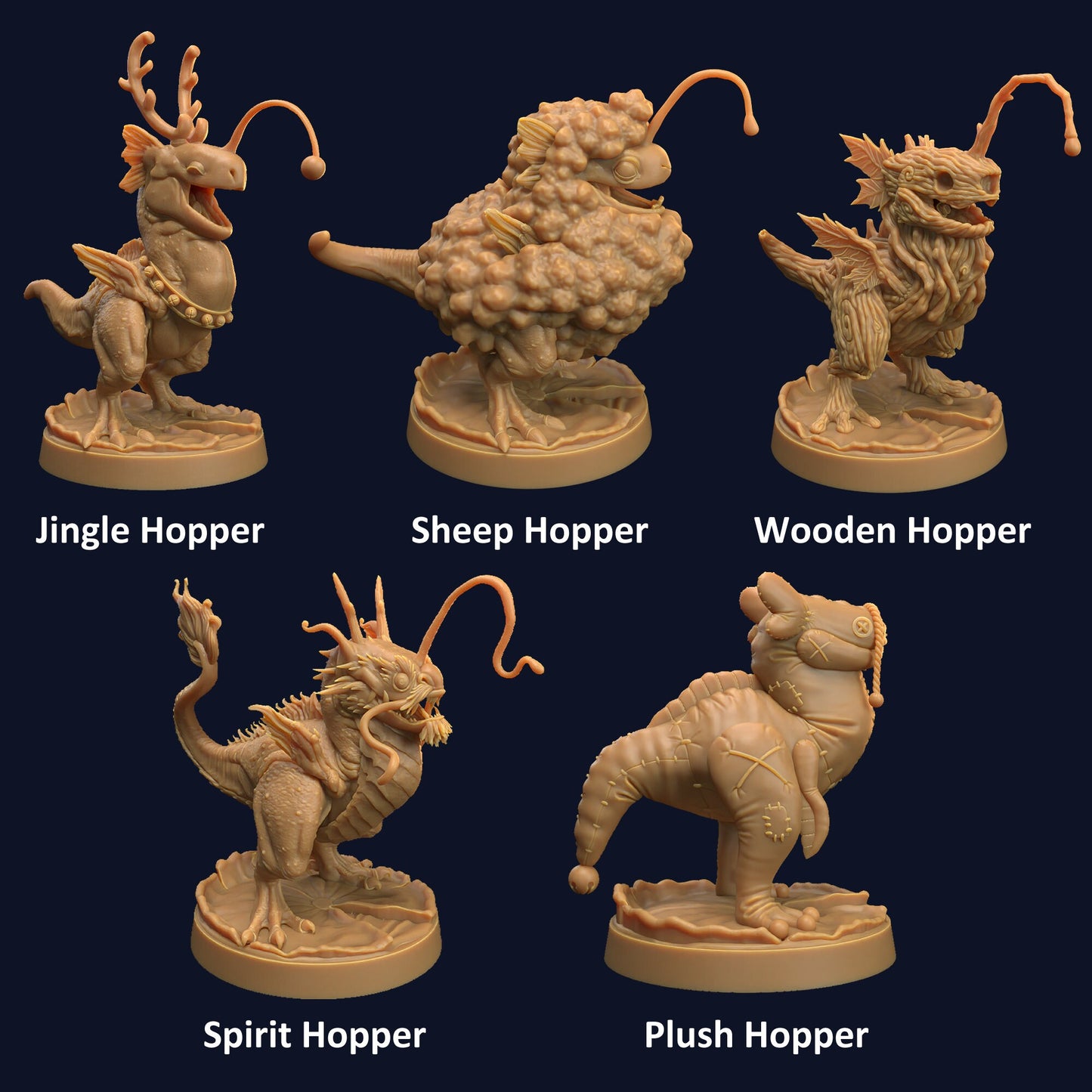 Stylized Collectible Glowhoppers | D&D Miniature | TABLETOP SCALE | The Dragon Trappers Lodge | Unpainted, Unplated Resin 8k
