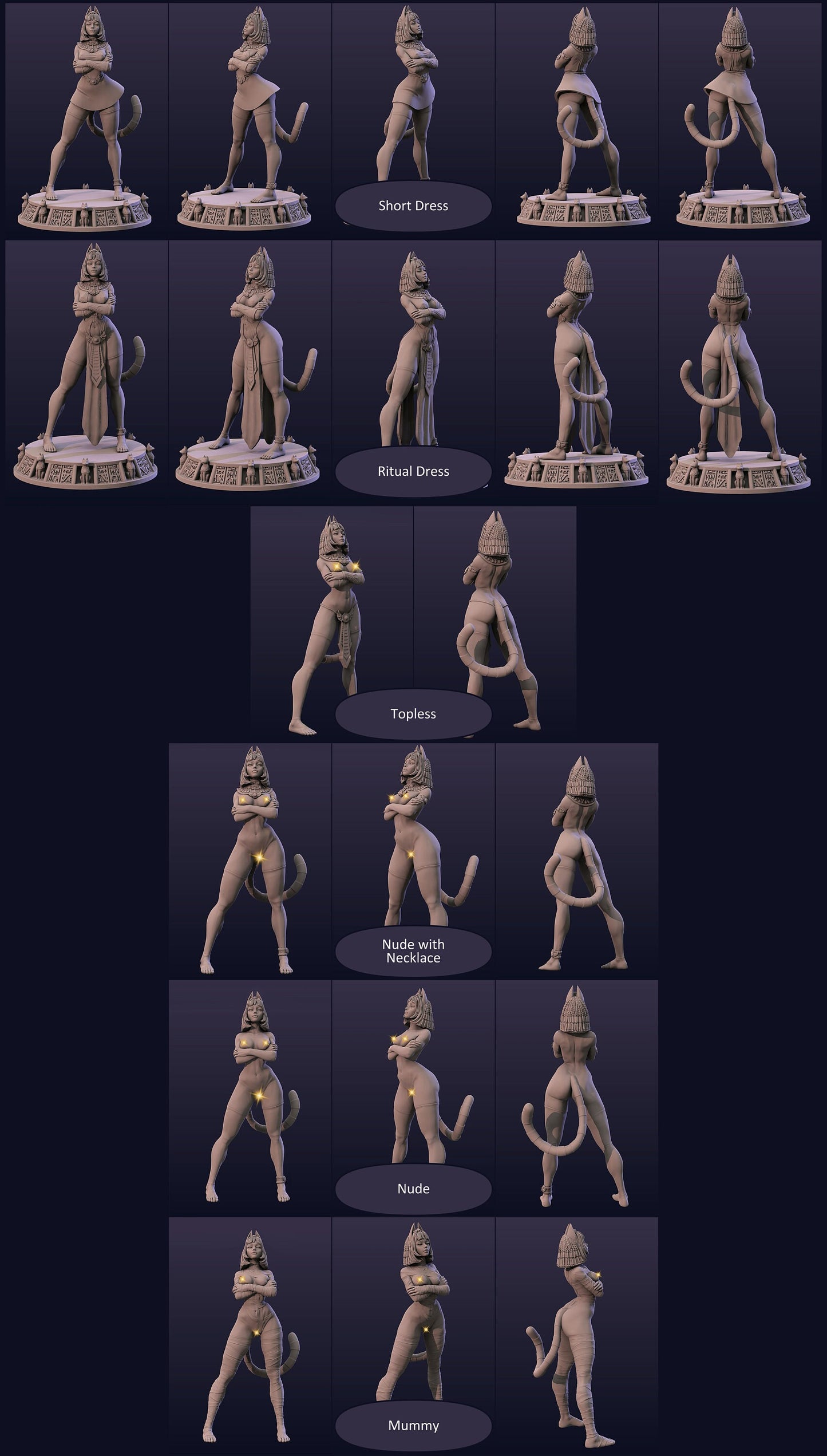 Ankhsu, Egyptian Lore, Cat Woman Mage Priestess | Display Scale Pinup | TTRPG D&D Miniature | Astland Mini Dreams