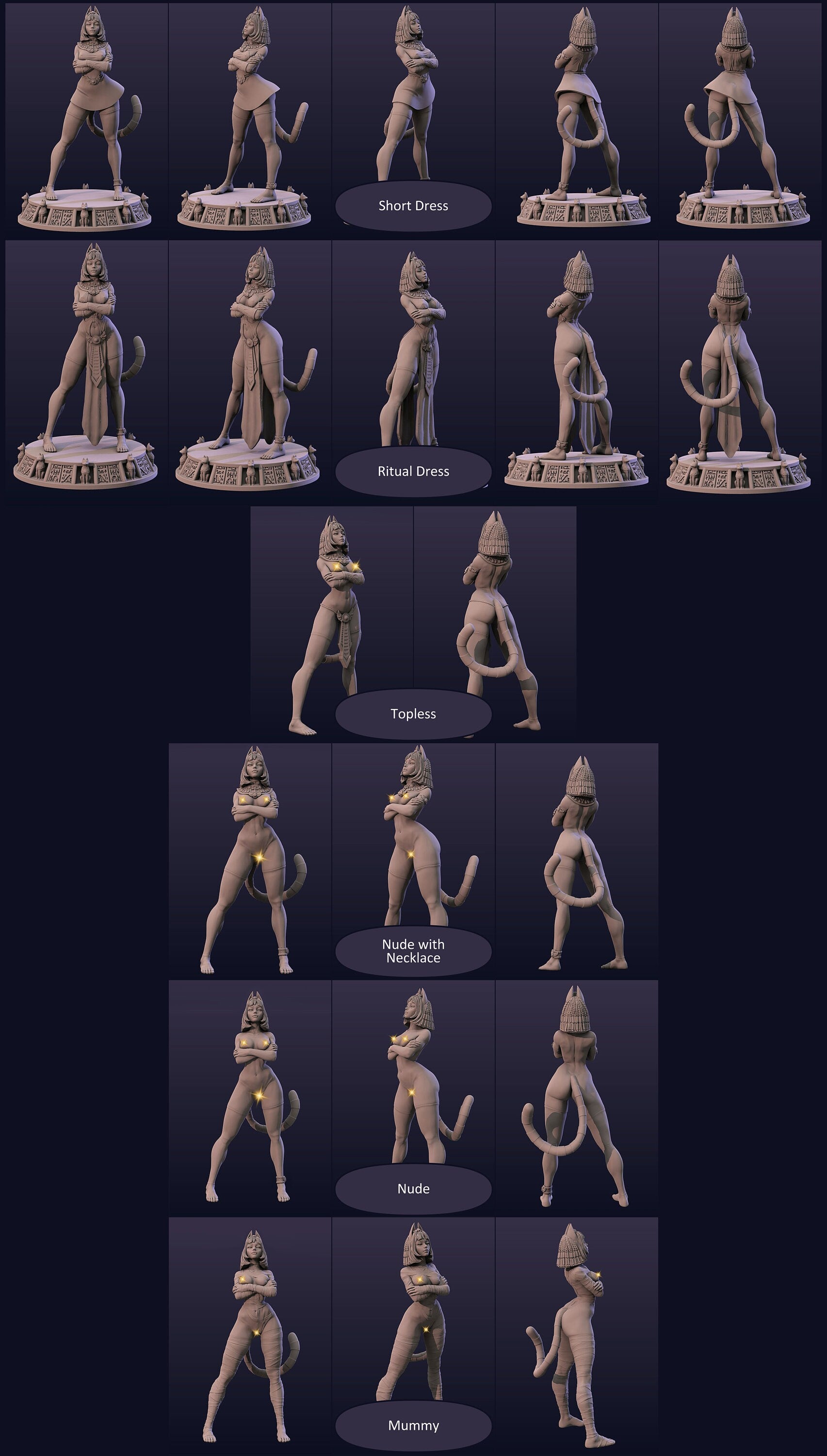 Ankhsu, Egyptian Lore, Cat Woman Mage Priestess | Display Scale Pinup | TTRPG D&D Miniature | Astland Mini Dreams