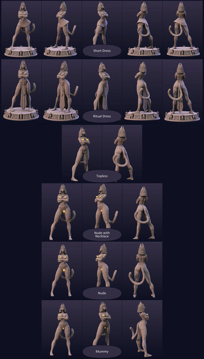 Ankhsu, Egyptian Lore, Cat Woman Mage Priestess | Display Scale Pinup | TTRPG D&D Miniature | Astland Mini Dreams