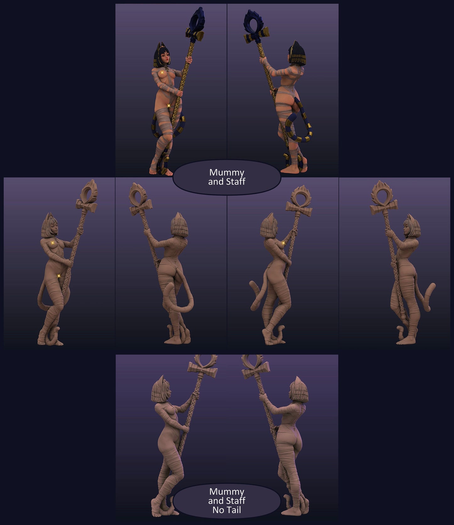 Ankhsu, Egyptian Lore, Cat Woman Mage Priestess | Display Scale Pinup | TTRPG D&D Miniature | Astland Mini Dreams