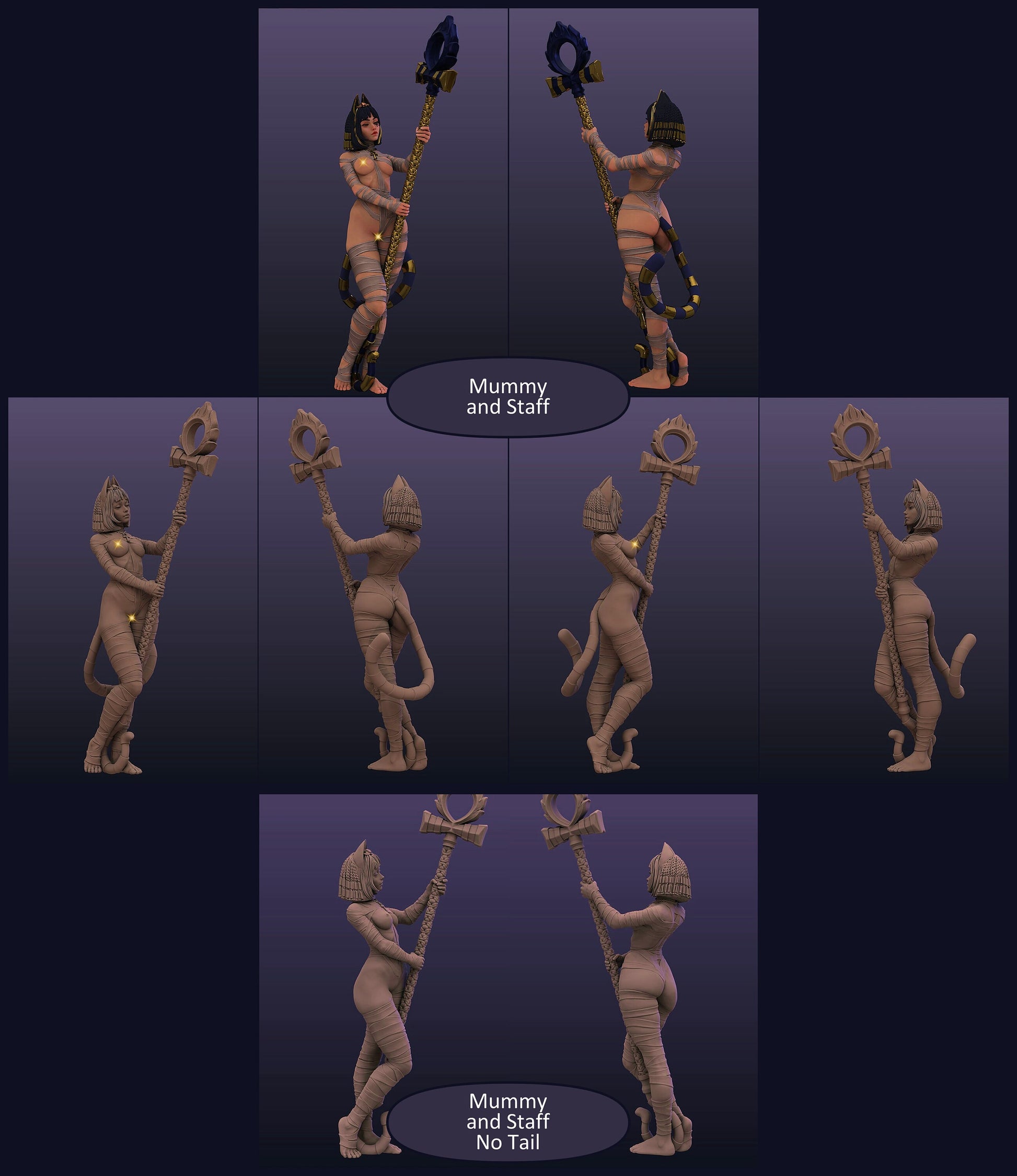 Ankhsu, Egyptian Lore, Cat Woman Mage Priestess | Display Scale Pinup | TTRPG D&D Miniature | Astland Mini Dreams