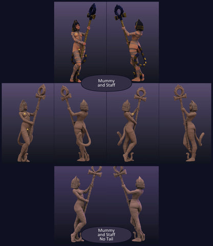Ankhsu, Egyptian Lore, Cat Woman Mage Priestess | Display Scale Pinup | TTRPG D&D Miniature | Astland Mini Dreams
