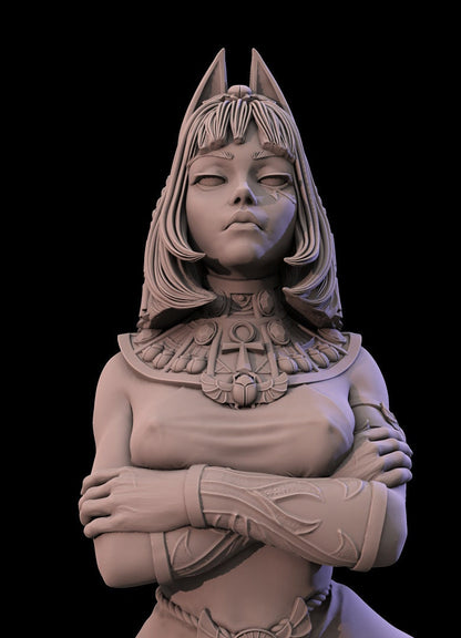 Ankhsu, Egyptian Lore, Cat Woman Mage Priestess | Display Scale Pinup | TTRPG D&D Miniature | Astland Mini Dreams