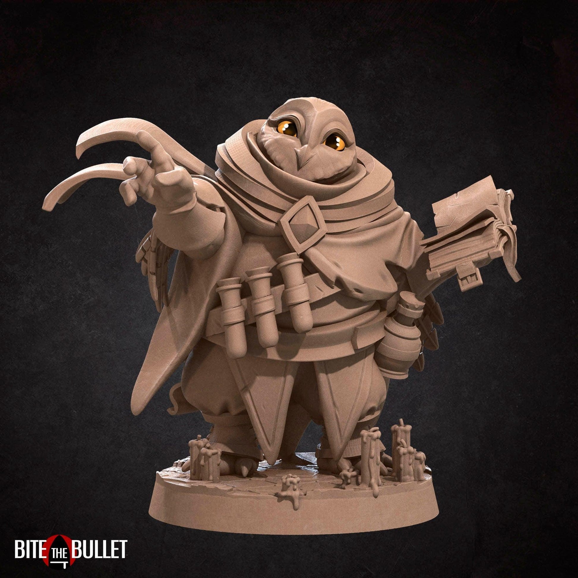 Owlfolk Wizard, Owlin | TABLETOP SCALE | D&D TTRPG Miniature | Bite the Bullet | Unpainted, Unplated Resin 8k