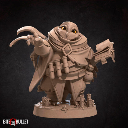Owlfolk Wizard, Owlin | TABLETOP SCALE | D&D TTRPG Miniature | Bite the Bullet | Unpainted, Unplated Resin 8k