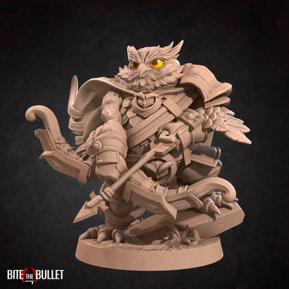 Owlfolk Ranger, Owlin | TABLETOP SCALE | D&D TTRPG Miniature | Bite the Bullet | Unpainted, Unplated Resin 8k