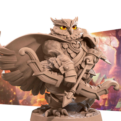 Owlfolk Ranger, Owlin | TABLETOP SCALE | D&D TTRPG Miniature | Bite the Bullet | Unpainted, Unplated Resin 8k