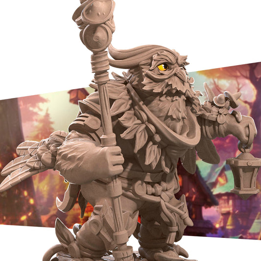 Owlfolk Druid, Owlin | TABLETOP SCALE | D&D TTRPG Miniature | Bite the Bullet | Unpainted, Unplated Resin 8k