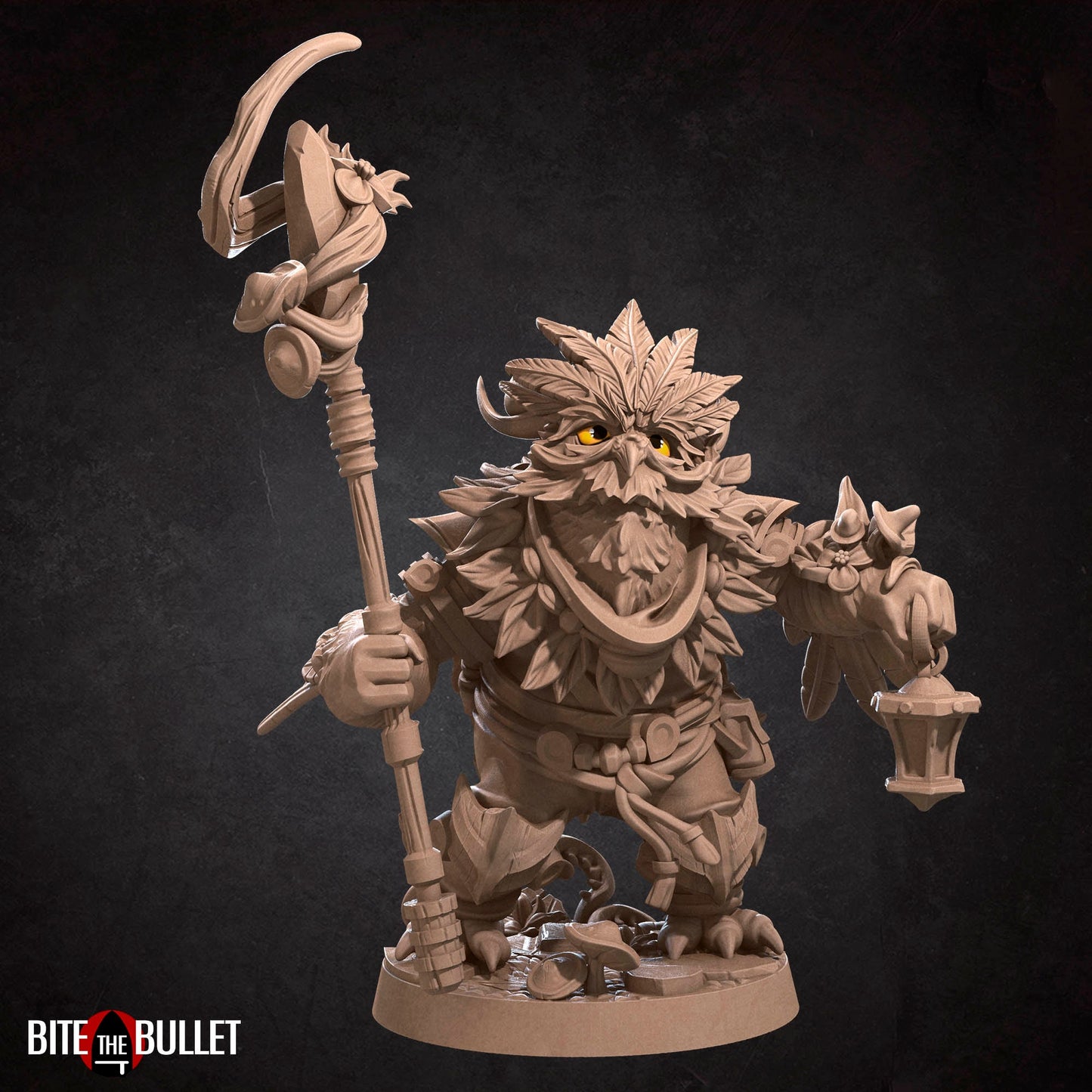 Owlfolk Druid, Owlin | TABLETOP SCALE | D&D TTRPG Miniature | Bite the Bullet | Unpainted, Unplated Resin 8k