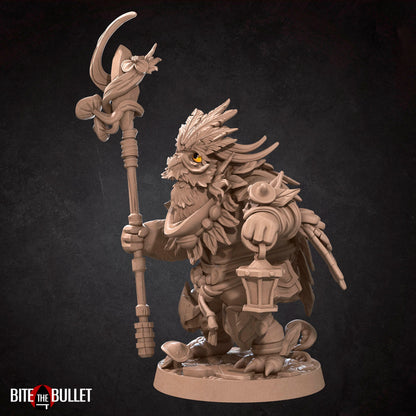 Owlfolk Druid, Owlin | TABLETOP SCALE | D&D TTRPG Miniature | Bite the Bullet | Unpainted, Unplated Resin 8k