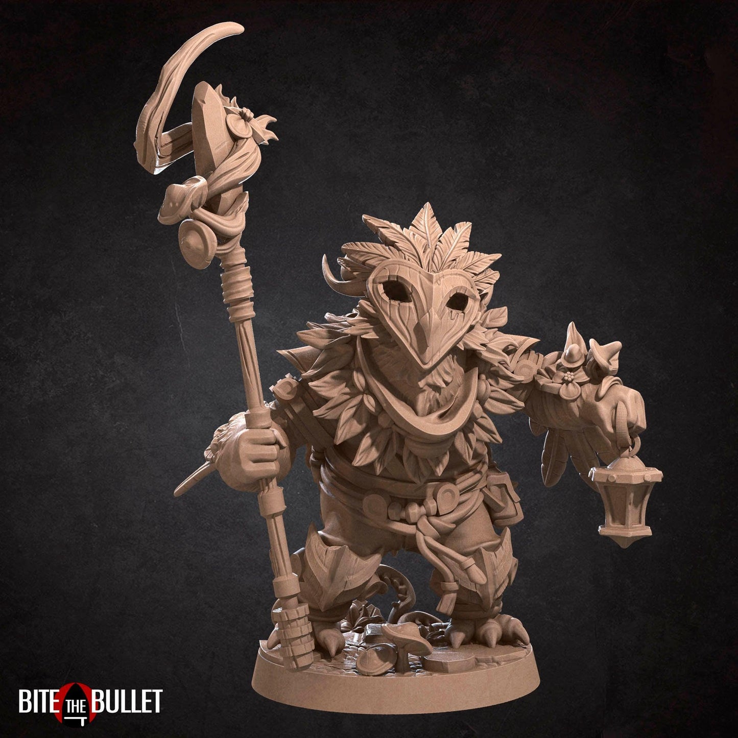 Owlfolk Druid, Owlin | TABLETOP SCALE | D&D TTRPG Miniature | Bite the Bullet | Unpainted, Unplated Resin 8k