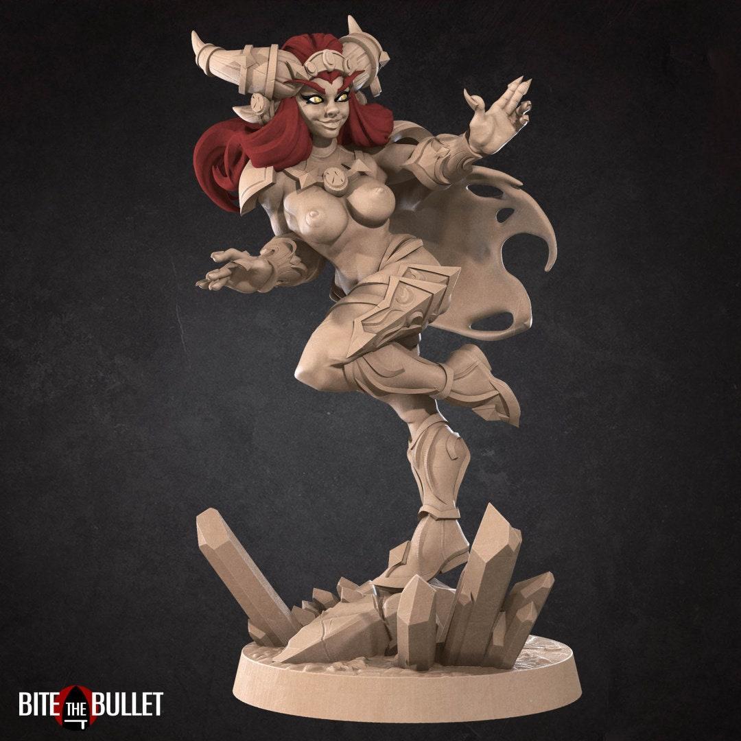 Exotic Alejandra, Lovely Tiefling | Pinup SFW NSFW Model Miniature | Bite the Bullet