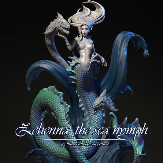 Zehenna, Sea Nymph Mermaid Sea Dragons | DISPLAY SCALE | D&D TTRPG Fantasy Miniature | Dungeons and Maidens