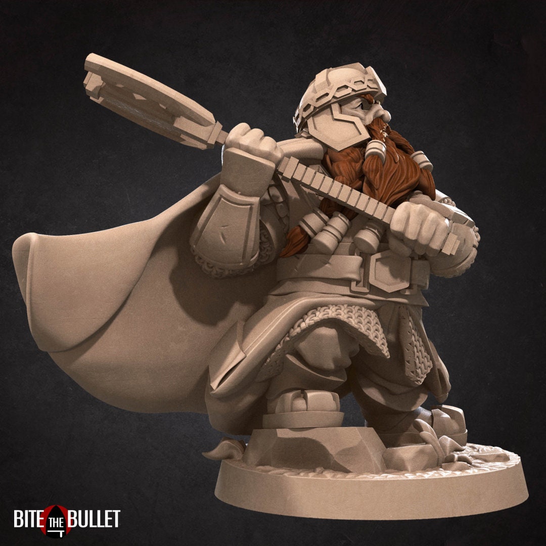Bullet Rings, Dwarf Explorer, Fellowship Explorers | TABLETOP SCALE | TTRPG Miniature | Bite the Bullet | Unpainted, Unplated Resin 8k