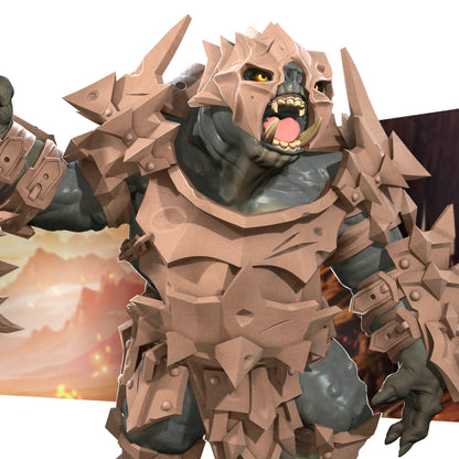Unpainted resin miniature of Bullet Rings Cave & Battle Troll from Tattles Told 3D for tabletop RPGs, featuring detailed monster figures.