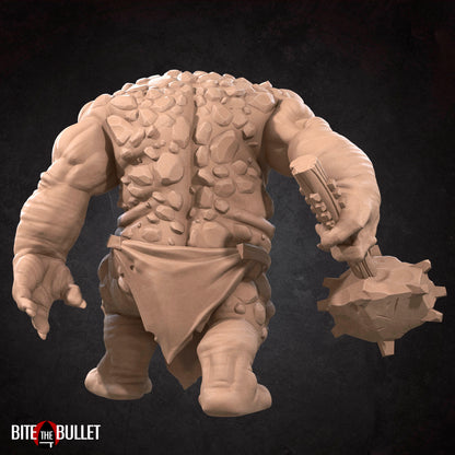 Unpainted resin miniature of Bullet Rings Cave & Battle Troll Mines Monsters from Tattles Told 3D for tabletop RPG gaming.