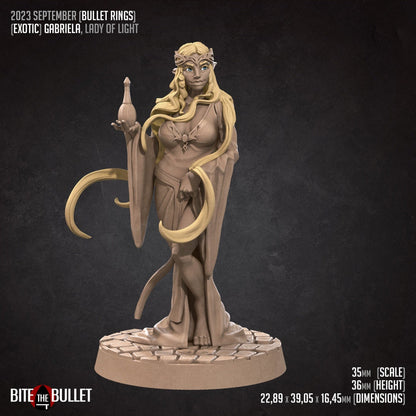 Exxotic Gabriela, Bullet Rings, High Elf Queen Mage | Pinup SFW NSFW Model Miniature | Bite the Bullet