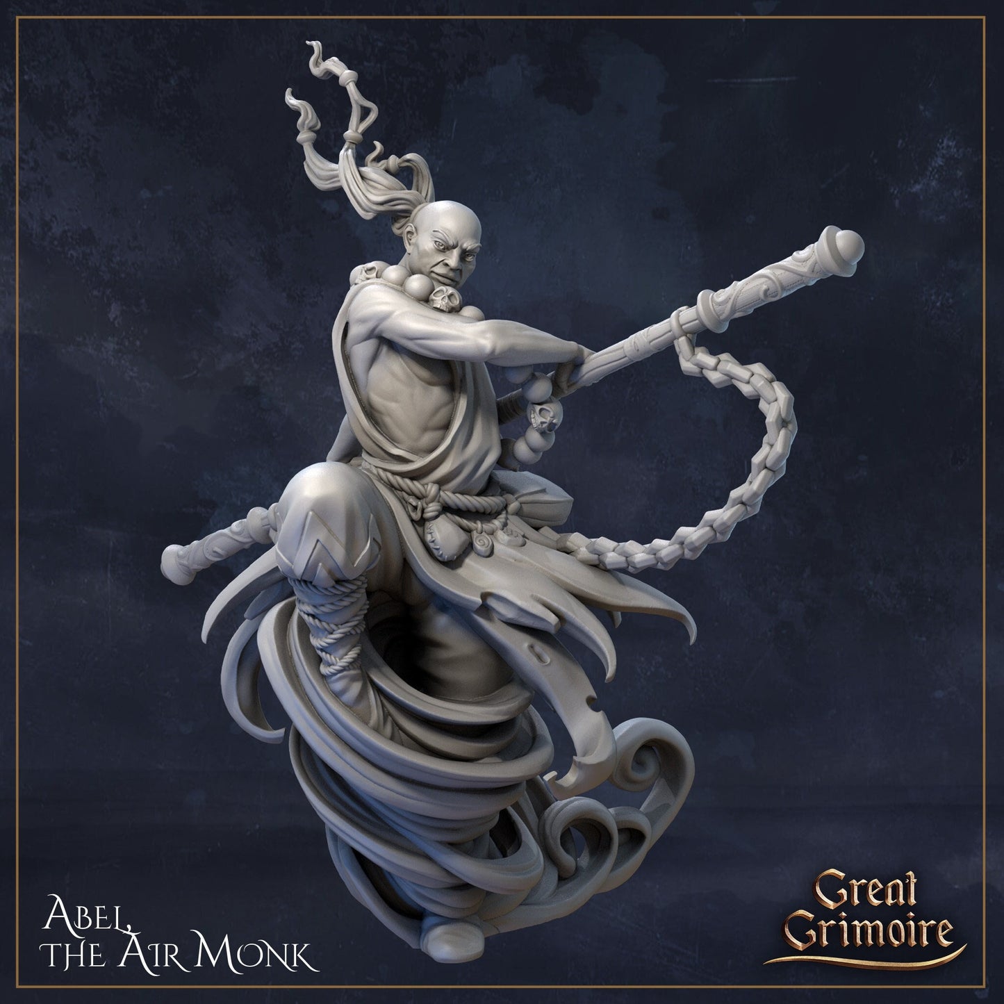 Abel the Air Monk | Elemental Awakening | D&D Tabletop Miniature | Great Grimoire