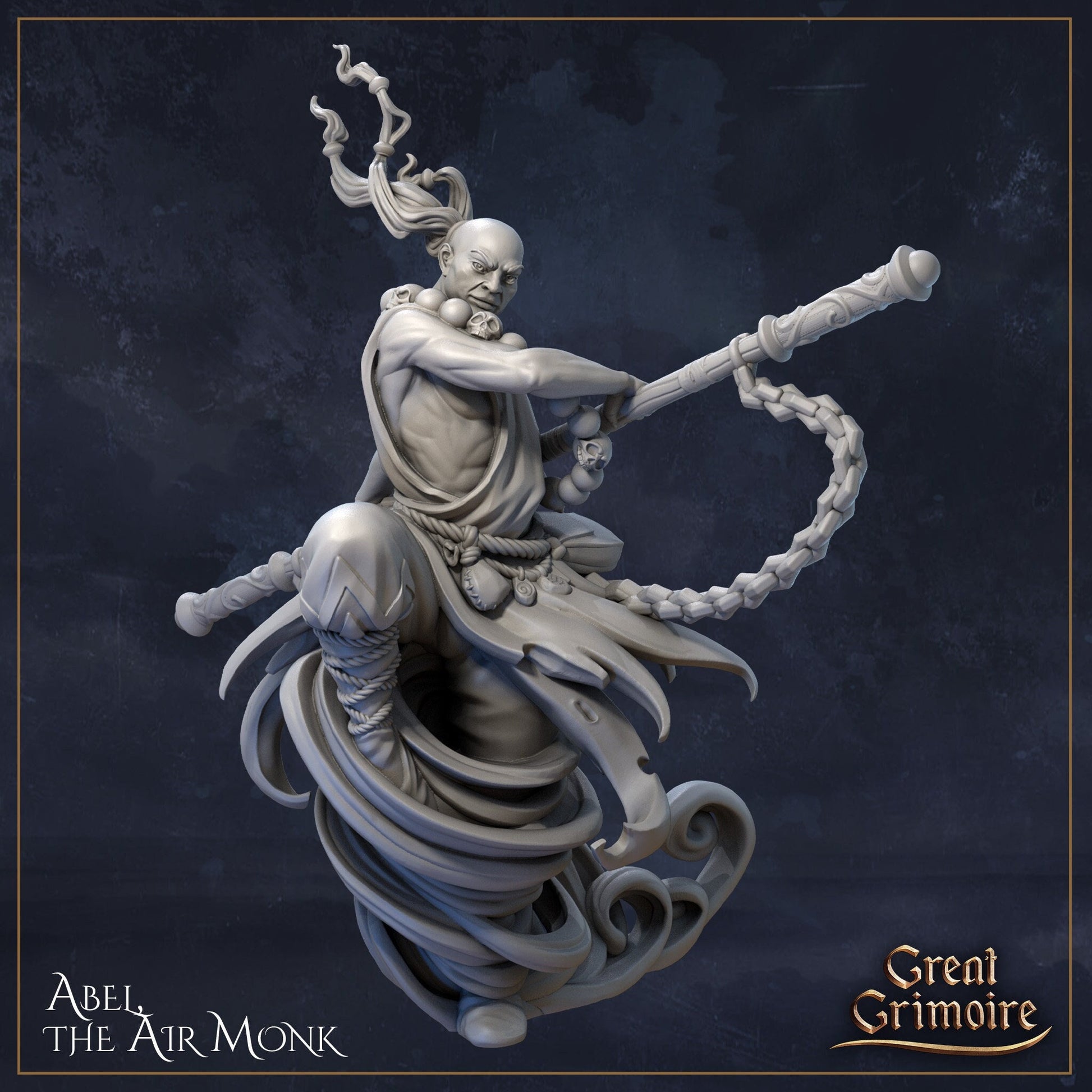 Abel the Air Monk | Elemental Awakening | D&D Tabletop Miniature | Great Grimoire