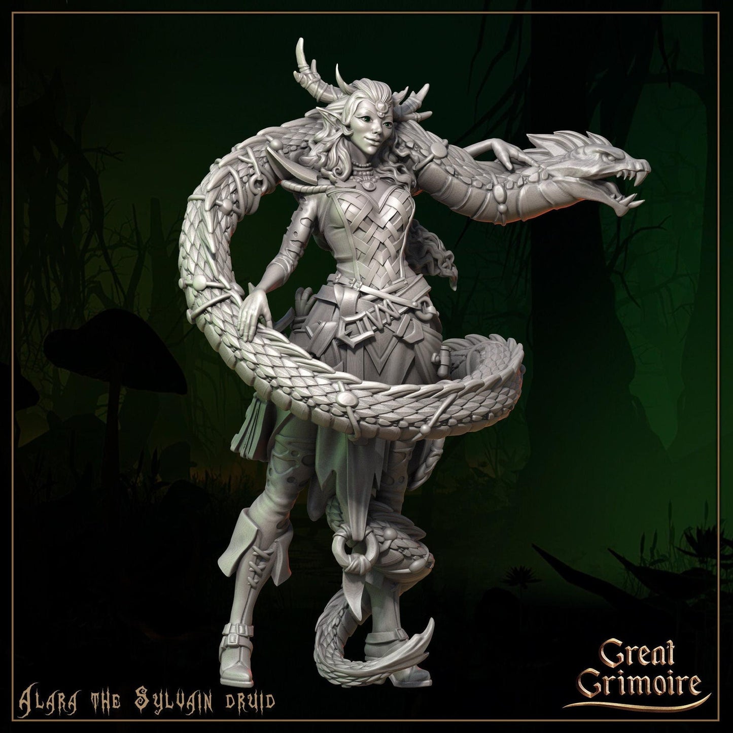 Alara, the Sylvain Druid | Song of the Forest | D&D TTRPG Miniature | Great Grimoire
