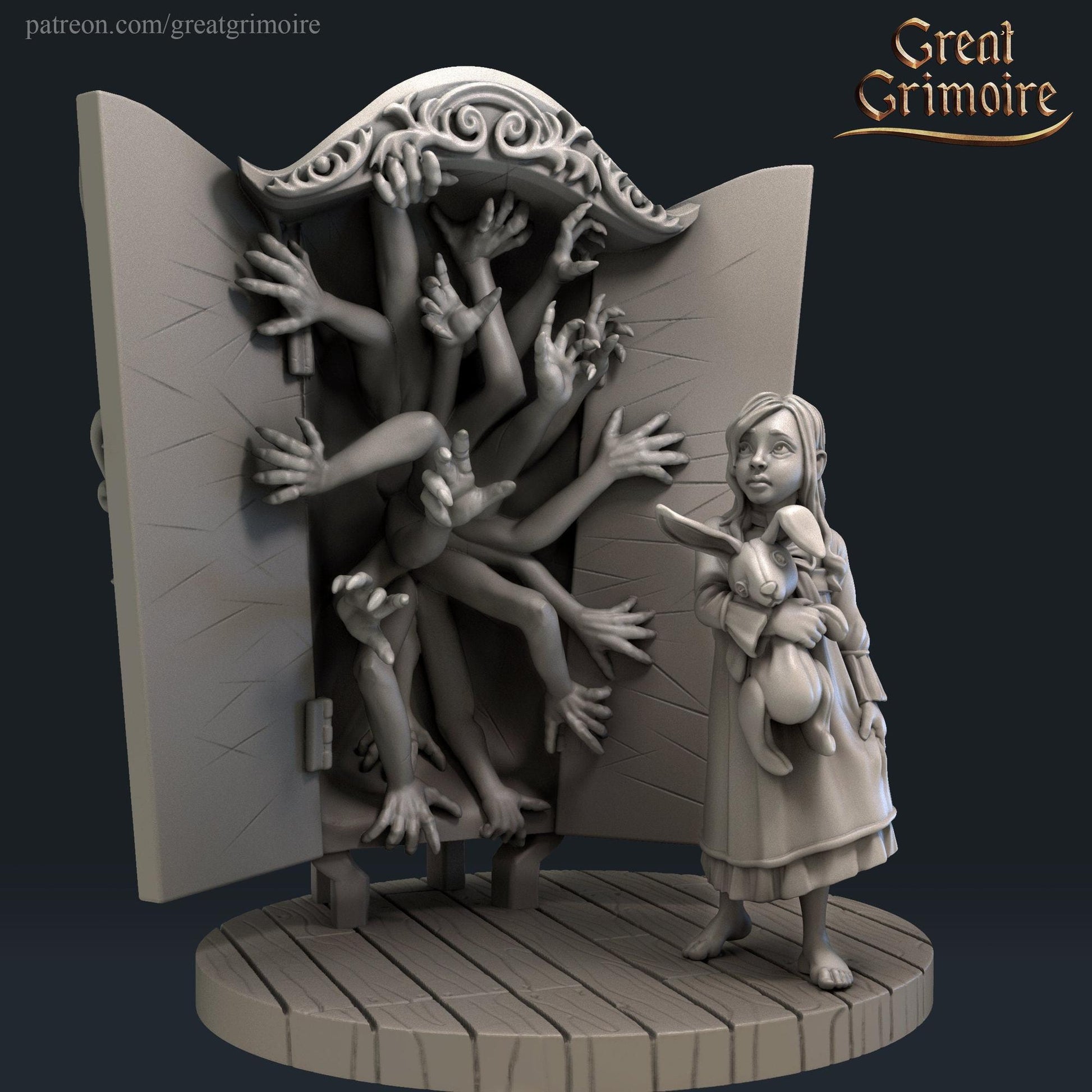 Alisha, Little Girl and Creepy Cupboard | Wicked Hills Asylum | D&D TTRPG Miniature | Great Grimoire