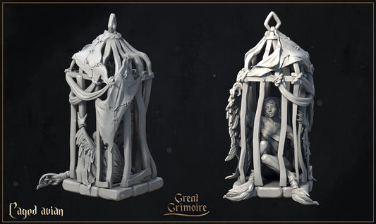 Caged Avian | Curse of the Celestial Children | D&D Tabletop Miniature | Great Grimoire