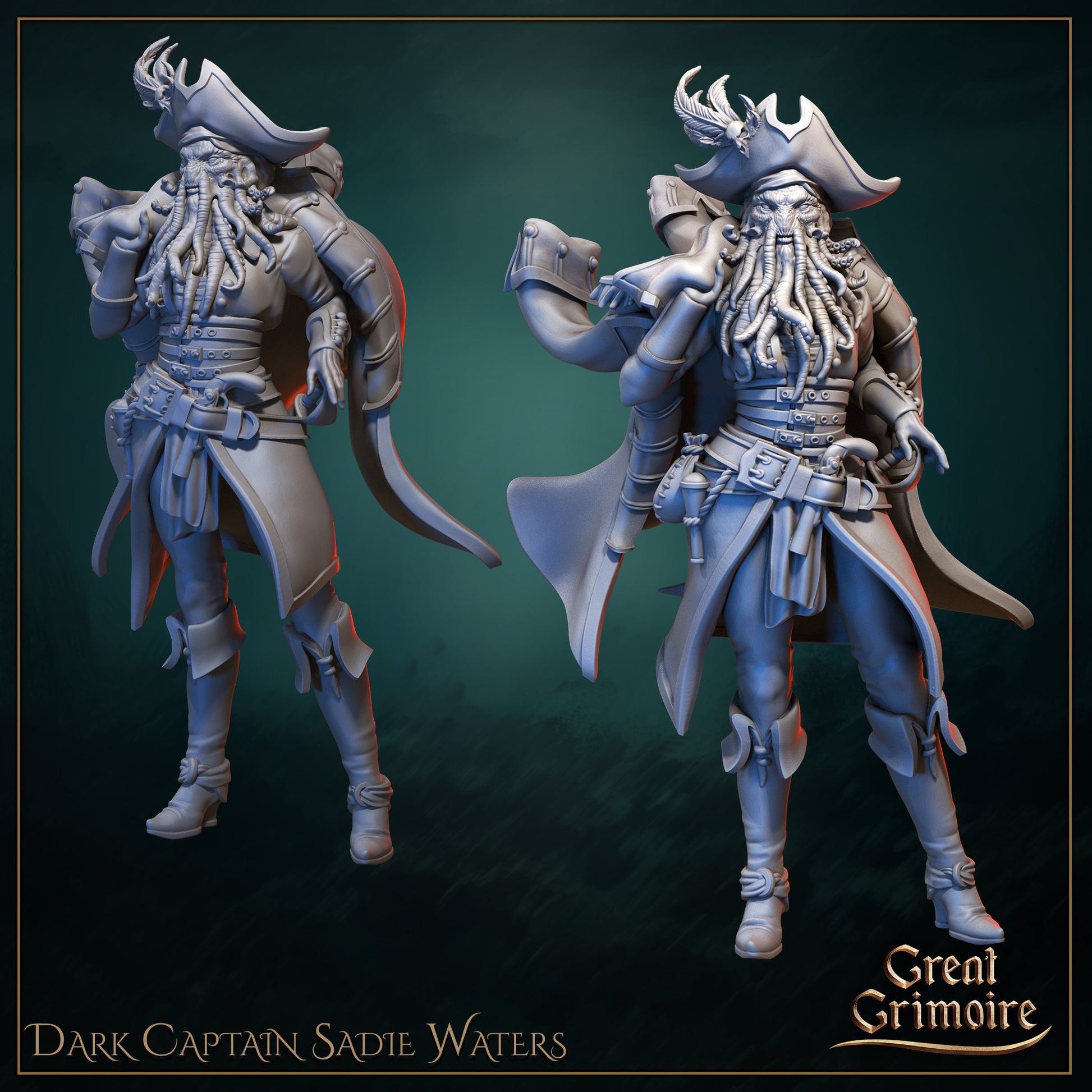 Captain Sadie Waters, Cursed Pirate | Gathering Storm | D&D Tabletop Miniature | Great Grimoire