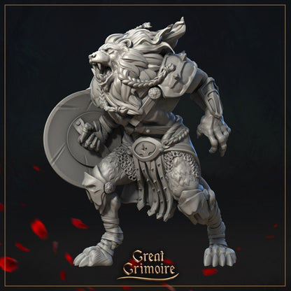 Cowardly Lion, Leonin Warrior, Horror Oz | Veil of Emerald Dreams | Tabletop Gaming Miniature | Great Grimoire