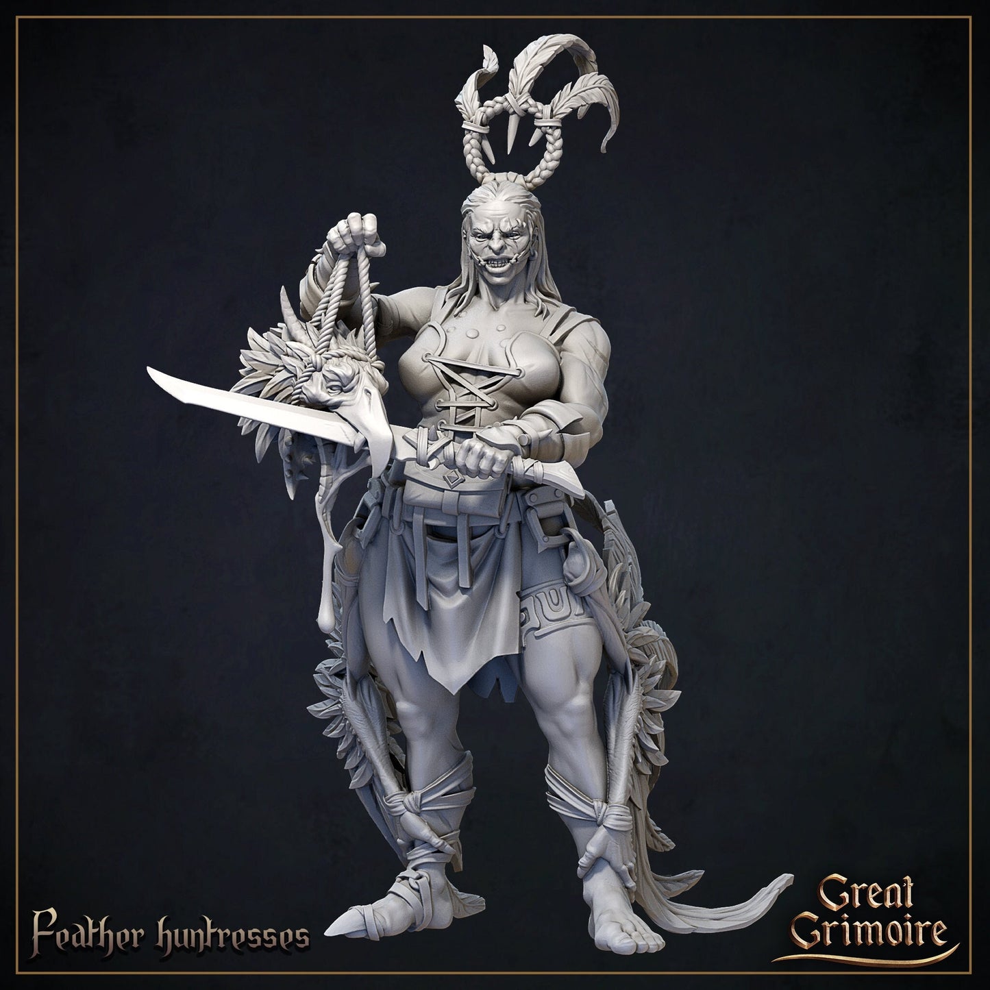 Feather Huntress | Curse of the Celestial Children | D&D Tabletop Miniature | Great Grimoire