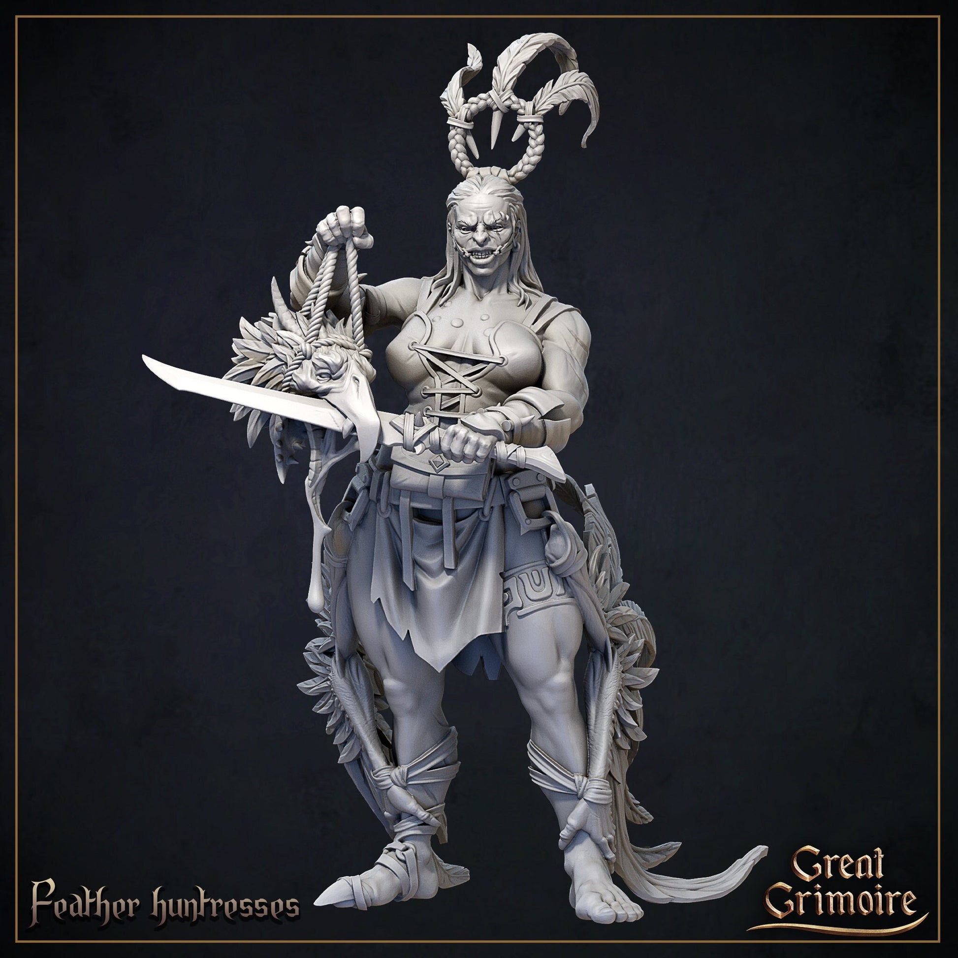 Feather Huntress | Curse of the Celestial Children | D&D Tabletop Miniature | Great Grimoire