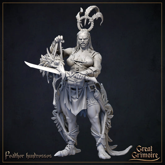 Feather Huntress | Curse of the Celestial Children | D&D Tabletop Miniature | Great Grimoire