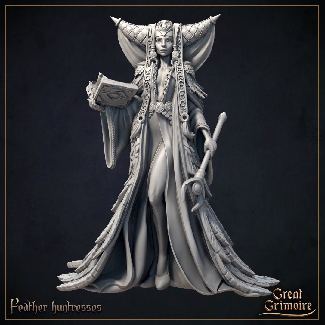 Feather Priestess | Curse of the Celestial Children | D&D Tabletop Miniature | Great Grimoire