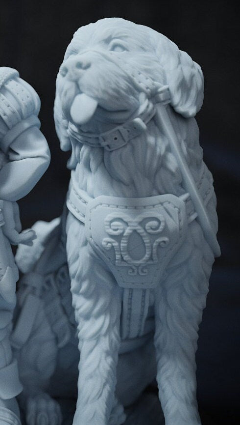 Longo Proudrock and Moga, Halfling | Tabletop Scale | TTRPG D&D Miniature | Cripta Studios