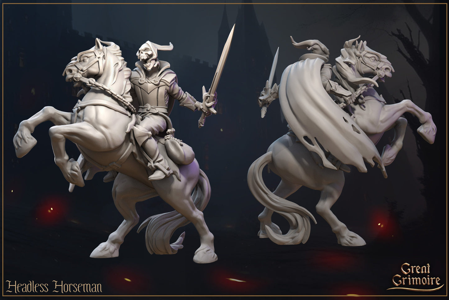 Horseman | TTRPG Miniature | Great Grimoire | Unpainted, Unplated Resin 8k