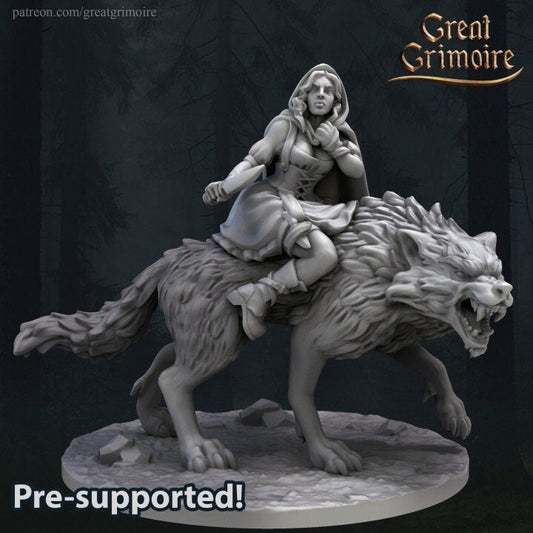 Red Riding Hood | TTRPG Miniature | Great Grimoire | Unpainted, Unplated Resin 8k