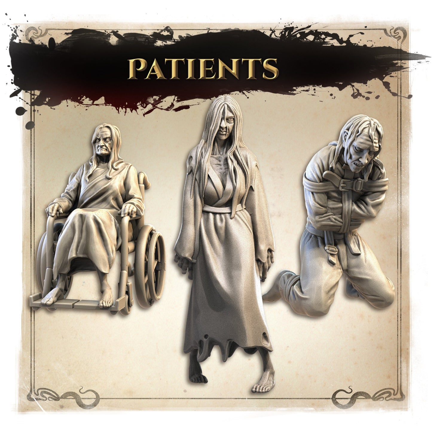 Patients, Normal and Nightmare | Wicked Hills Asylum | D&D TTRPG Miniature | Great Grimoire