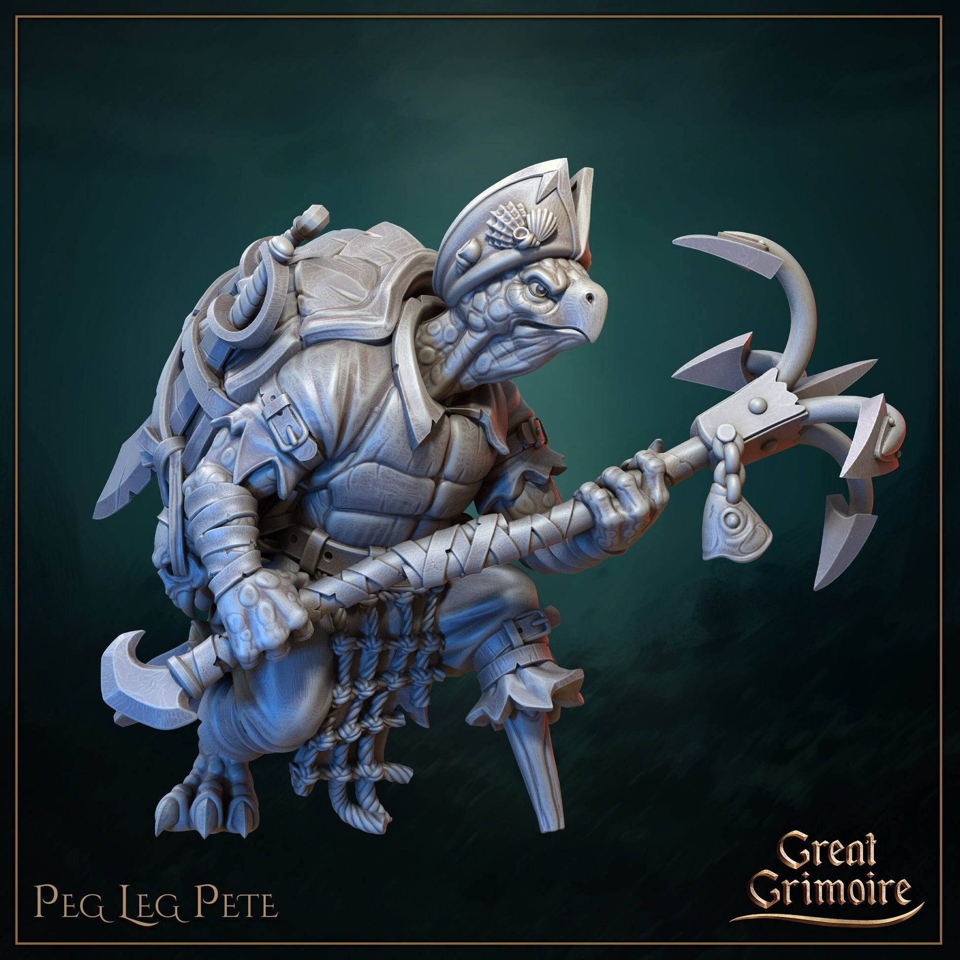 Peg Leg Pete, Tortle Pirate | Gathering Storm | D&D Tabletop Miniature | Great Grimoire