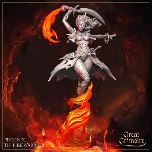 Phoenix, the Fire Warrior | Elemental Awakening | D&D Tabletop Miniature | Great Grimoire
