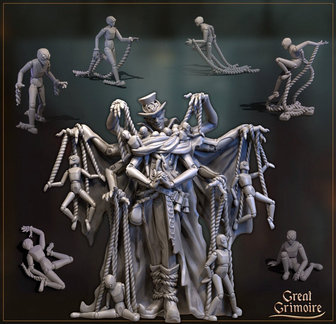 Puppeteer and Puppets | Merchants of the Mystic Market | Tabletop Gaming Miniature | Great Grimoire