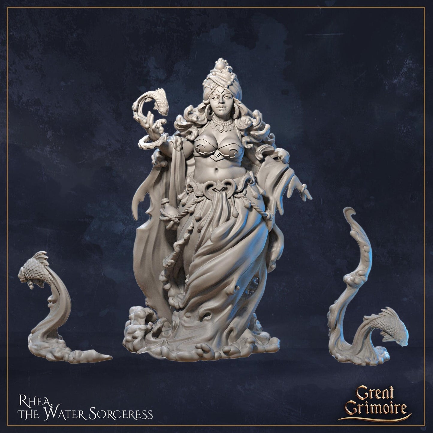 Rhea, the Water Sorceress | Elemental Awakening | D&D Tabletop Miniature | Great Grimoire