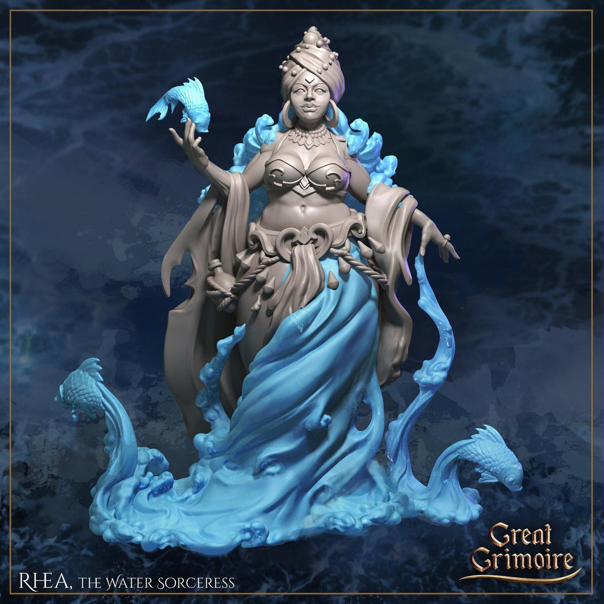 Rhea, the Water Sorceress | Elemental Awakening | D&D Tabletop Miniature | Great Grimoire