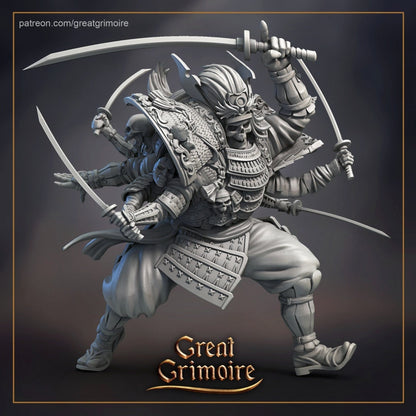 Samurai | TTRPG Miniature | Great Grimoire | Unpainted, Unplated Resin 8k
