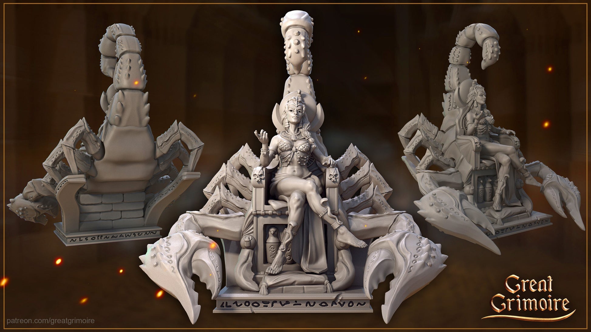 Selket on Scorpion Throne | Road to the Afterlife | Tabletop Gaming Miniature | Great Grimoire