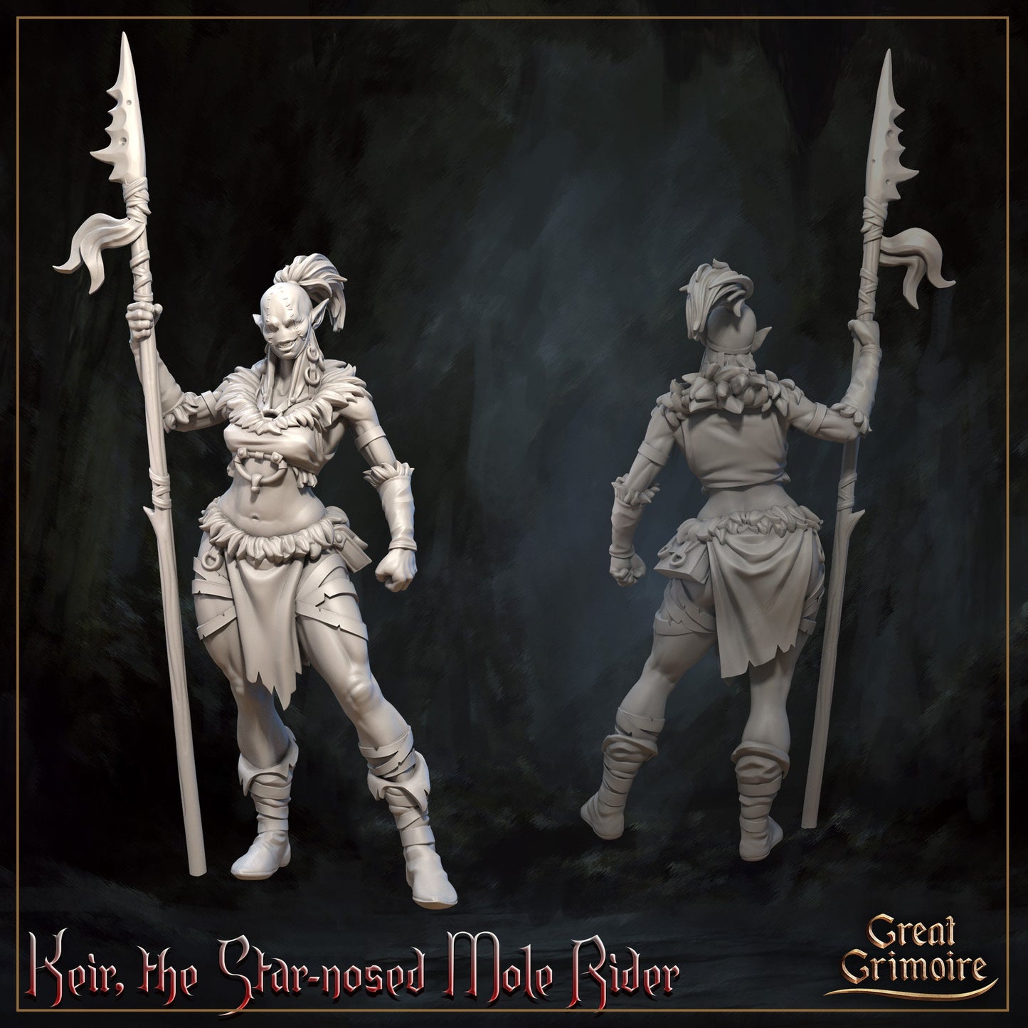 Star-Nosed Mole Riders | Horrors of the Underground | D&D Tabletop Miniature | Great Grimoire