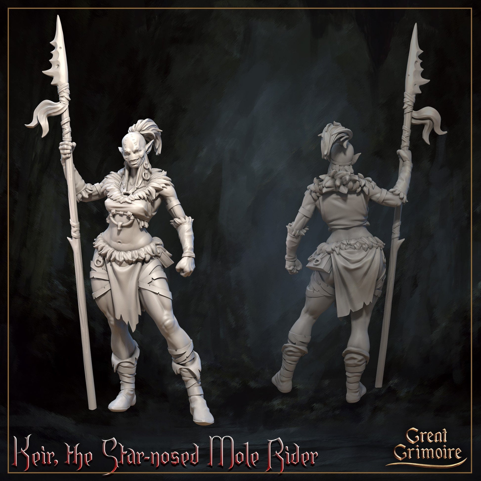 Star-Nosed Mole Riders | Horrors of the Underground | D&D Tabletop Miniature | Great Grimoire